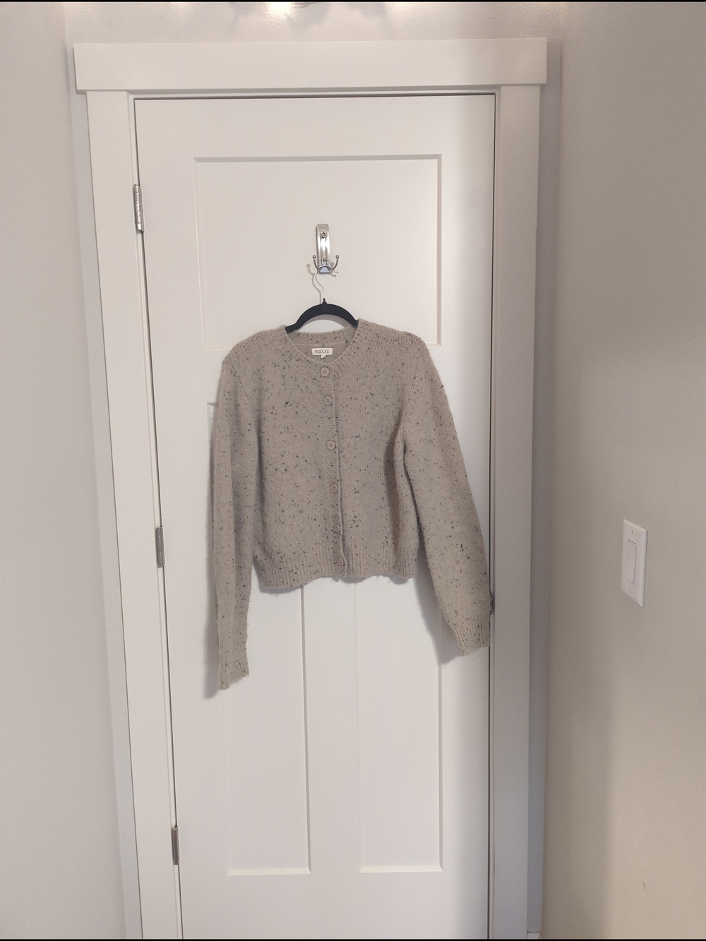 Roolee Cream Speckled Knit Button-Front Cardigan